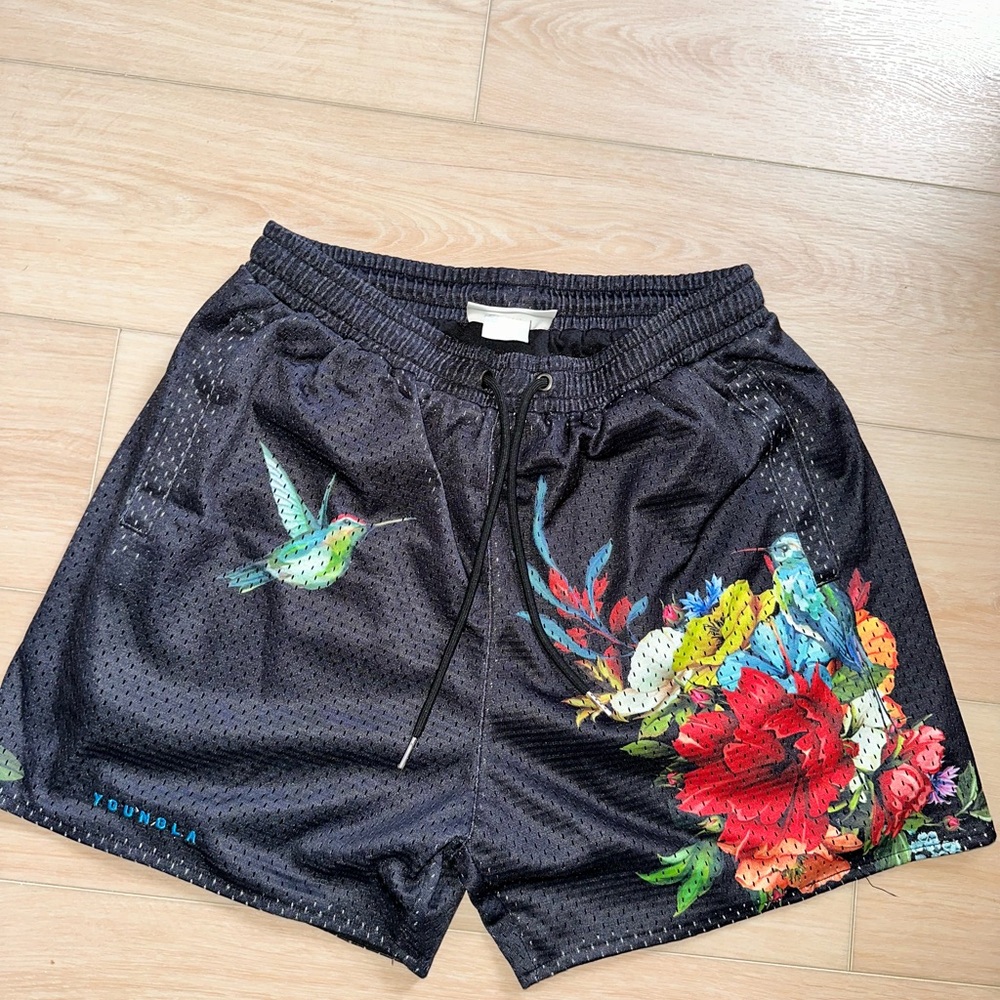 YoungLA Black Floral Athletic Shorts